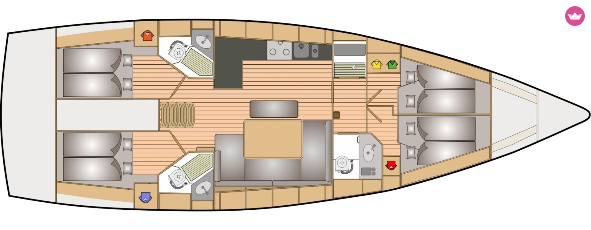 Планировка кают Bavaria 46